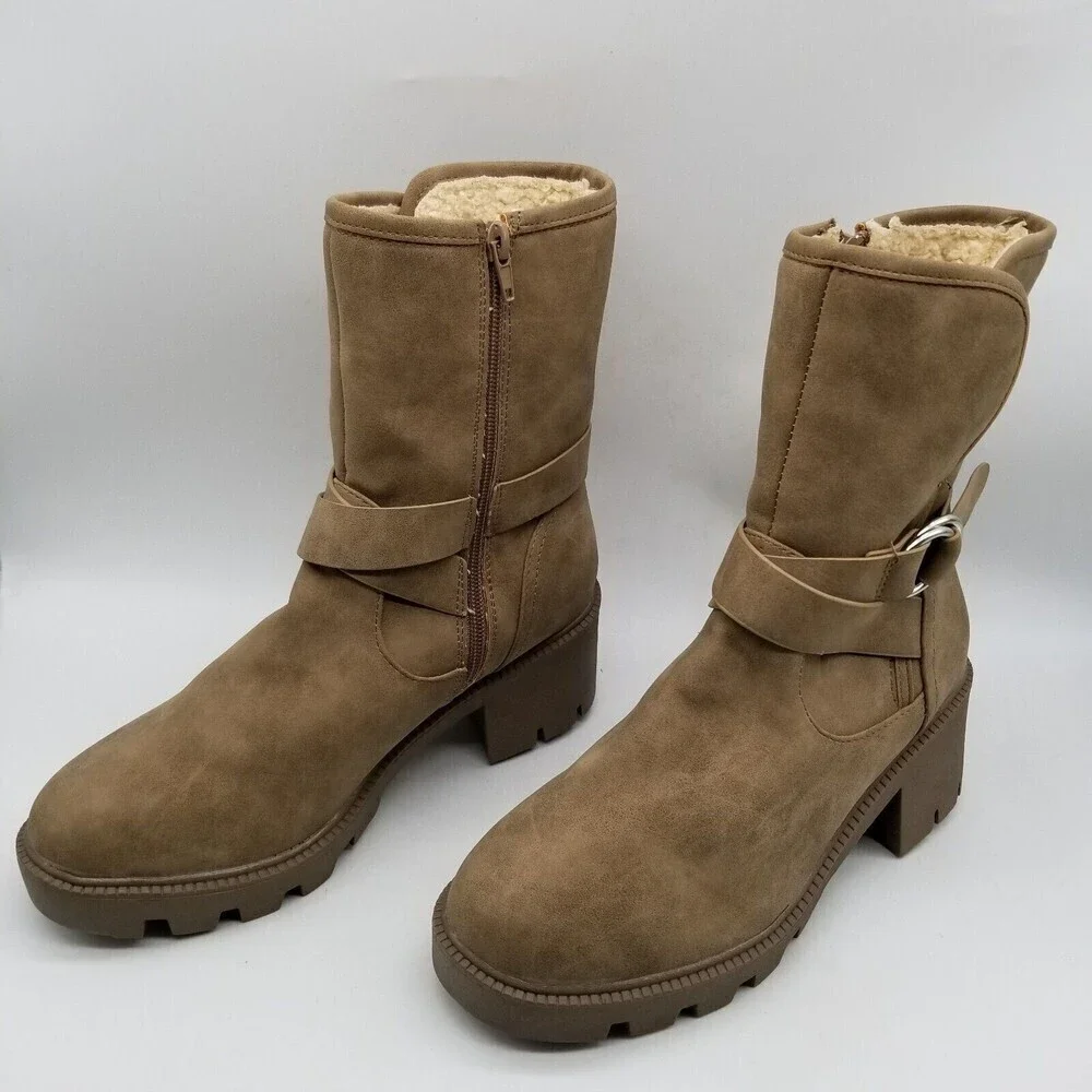 Dolce Vita Women Tan Block Heel Nola Platform‎ Boots 9
